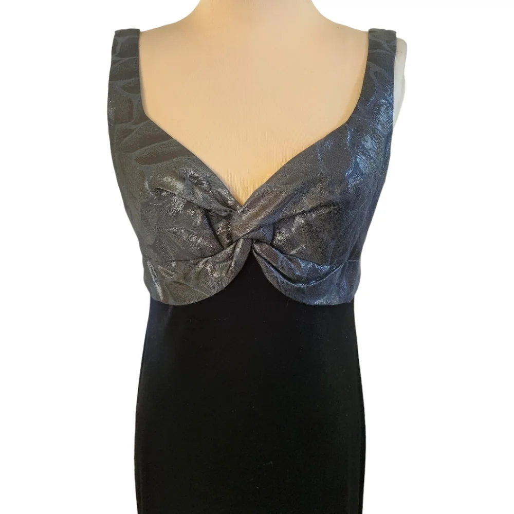 PATRA Black & Silver Velvet Jacquard Evening Gown - Size 10 - Picture 5 of 14